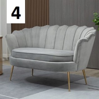 sofa muszelka szara + złote